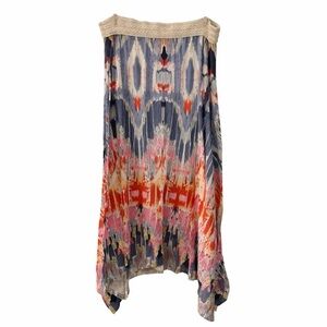 High-Low Boho Maxi Skirt in Multi-Color